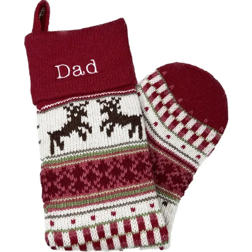 Pottery Barn Kids Classic Fair Isle Knit Holiday CHRISTMAS Reindeer Stocking Dad